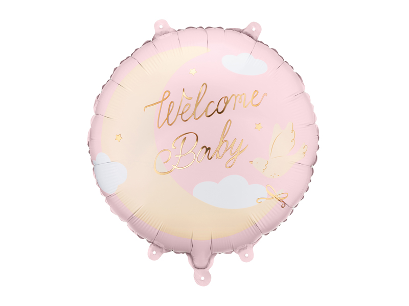 Balon foliowy pastylka ''Welcome Baby'', 35x35 cm, jasnoróżowy