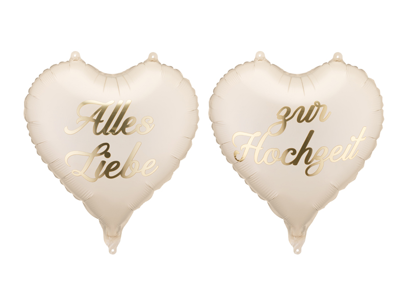 Balony foliowe serca ''Alles Liebe zur Hochzeit'', 45 cm, mix (1 op. / 2 szt.)