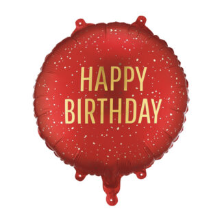 Balon foliowy pastylka ”Happy Birthday”, 35×35 cm, ciemny czerwony