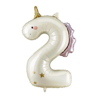 Balon foliowy Cyfra ”2” Jednorożec, 93cm, mix