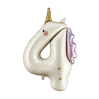 Balon foliowy Cyfra ”4” Jednorożec, 93cm, mix