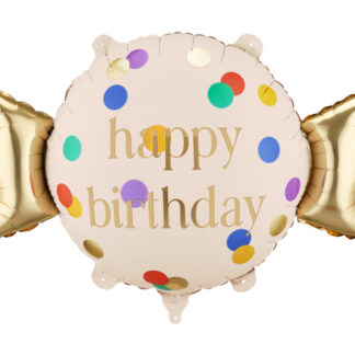 Balon foliowy Cukierek ”Happy Birthday”, 61×37 cm, mix