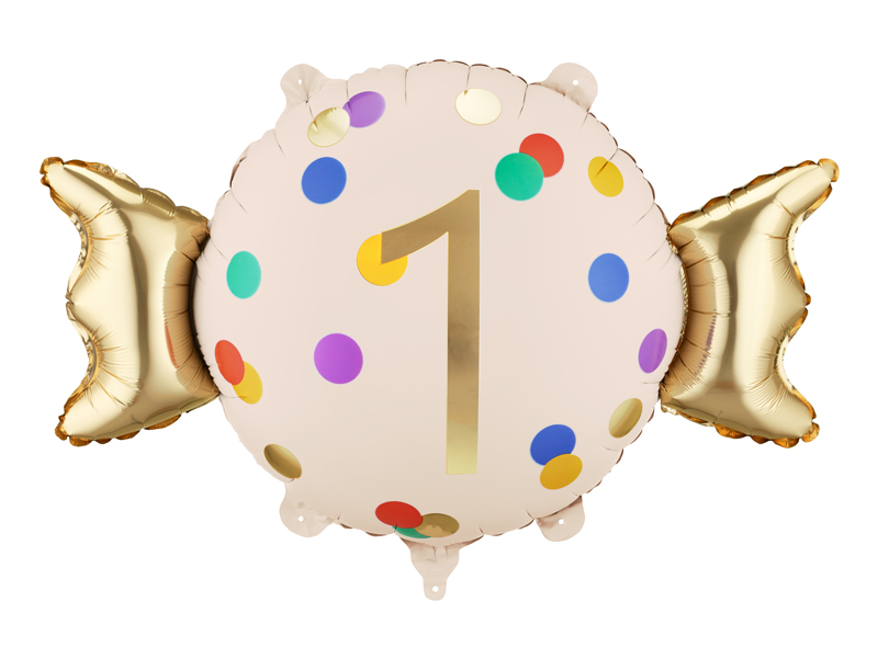 Balon foliowy Cukierek ''1'', 61x37 cm, mix