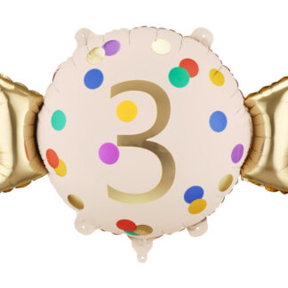Balon foliowy Cukierek ”3”, 61×37 cm, mix