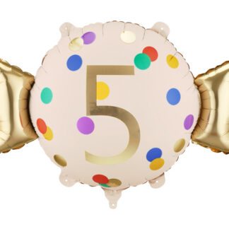 Balon foliowy Cukierek ”5”, 61×37 cm, mix