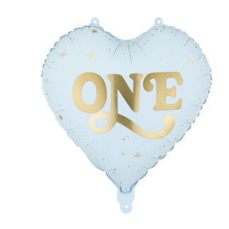 Balon foliowy Serce ”One”, 45 cm, jasny niebieski