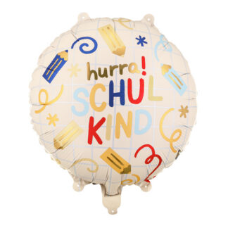 Balon foliowy pastylka Hurra Schulkind, 35×35 cm, kremowy