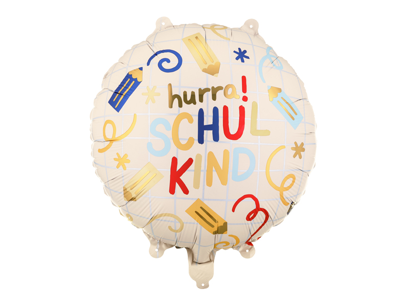 Balon foliowy pastylka Hurra Schulkind, 35x35 cm, kremowy