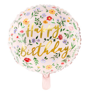 Balon foliowy Happy Birthday, 45cm, jasny różowy