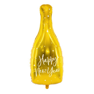 Balon foliowy Butelka – Happy New Year, 32x82cm, złoty