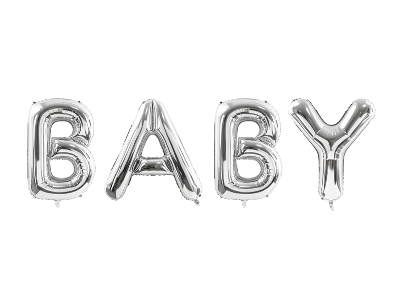 Balon foliowy Baby, 262x86cm, srebrny