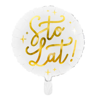 Balon foliowy Sto lat!, 35cm, biały