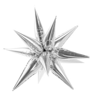Balon foliowy Gwiazda 3D, 95cm, srebrny