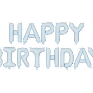 Balon foliowy Happy Birthday, 340x35cm, niebieski