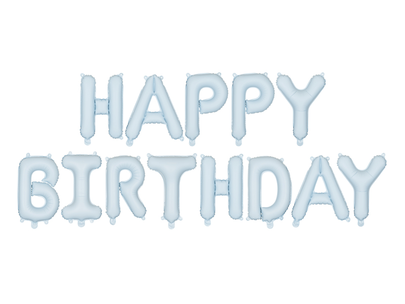 Balon foliowy Happy Birthday, 340x35cm, niebieski