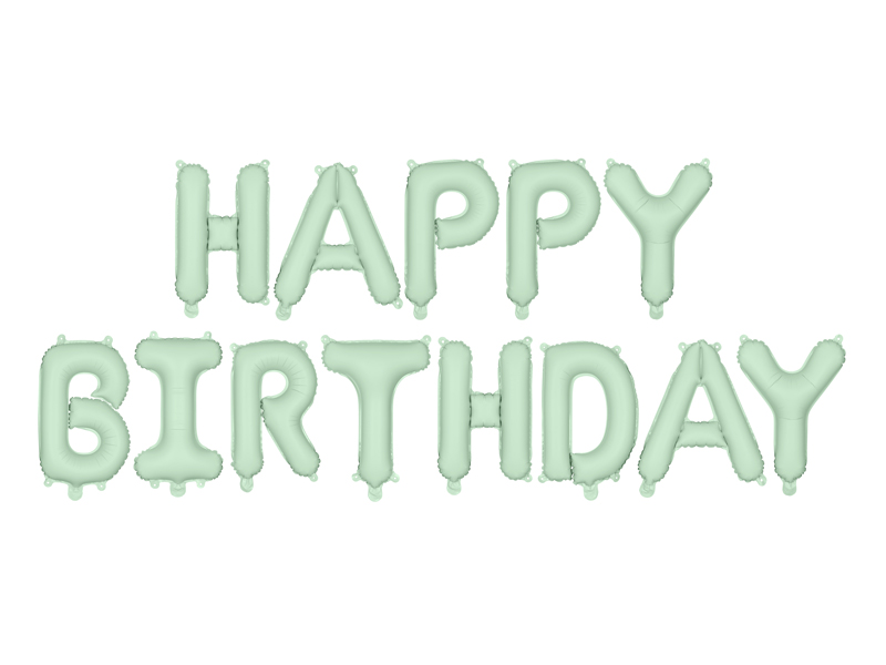 Balon foliowy Happy Birthday, 340x35cm, zieleń