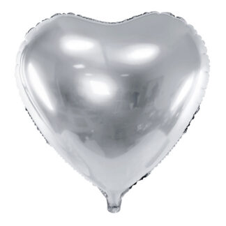 Balon foliowy Serce, 45cm, srebrny