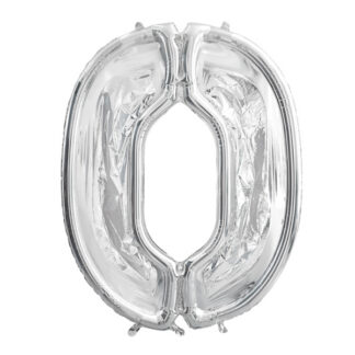 Forma Cyfra ''0'' dla balonów lateksowych, 126cm, srebrne błyszczące