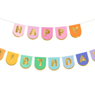 Baner papierowy Happy Birthday, mix, 163x12 cm