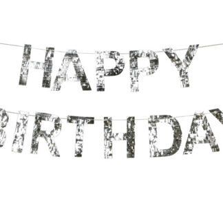 Baner Happy Birthday, 2.2m, srebrny