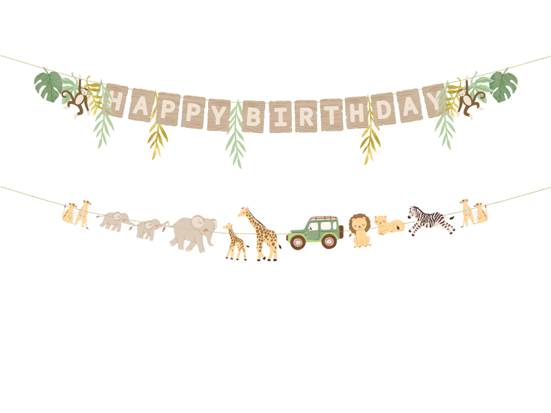 Baner Happy Birthday Safari, 180 cm, mix