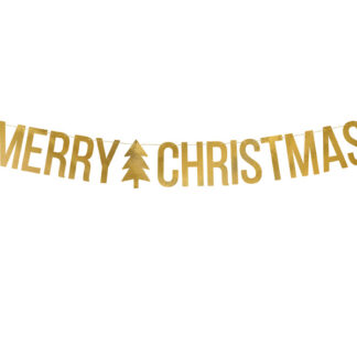 Baner Merry Christmas, złoty, 10,5x150cm
