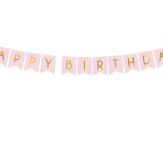 Baner Happy Birthday, j. różowy, 15 x 175 cm