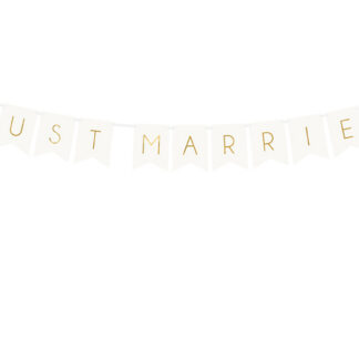 Baner Just Married, biały, 15 x 155 cm