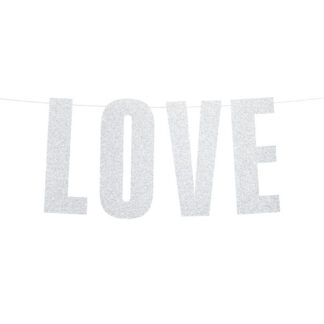Baner Love, srebrny, 21x55cm