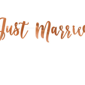 Baner Just Married, różowe złoto, 20x77cm
