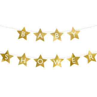 Baner Baby shower, 290×16.5 cm, złoty