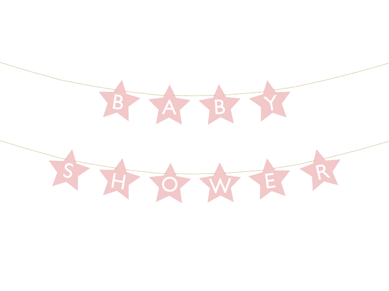 Baner Baby shower, 290x16.5 cm, jasny różowy