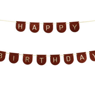 Baner filcowy, Happy Birthday, brązowy, 3m