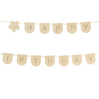 Baner filcowy, Happy Birthday, różowy, 3m