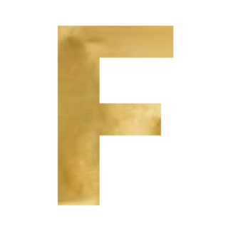Litera lustrzana ”F”, złoty, 40×60 cm