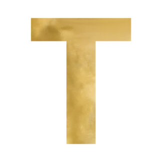Litera lustrzana ”T”, złoty, 48×60 cm
