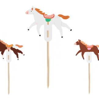 Dekoracje do muffinek – Konie, 13 cm, mix (1 op. / 6 szt.)