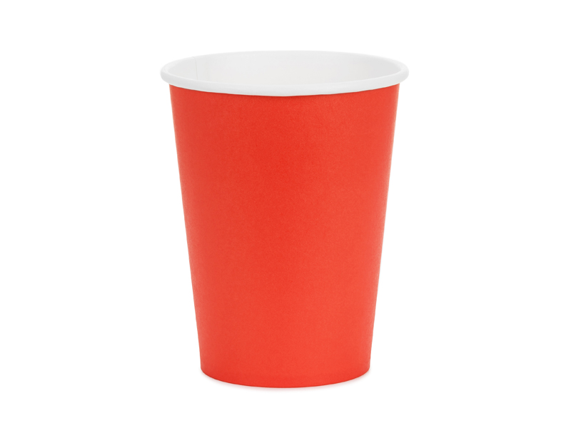 Kubeczki papierowe, czerwony, 250ml (1 op. / 6 szt.)