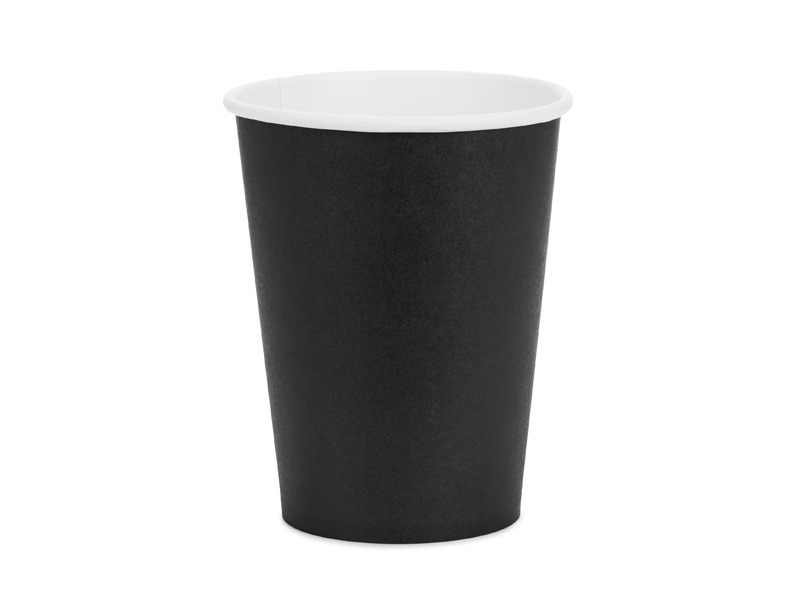 Kubeczki papierowe, czarny, 250ml (1 op. / 6 szt.)