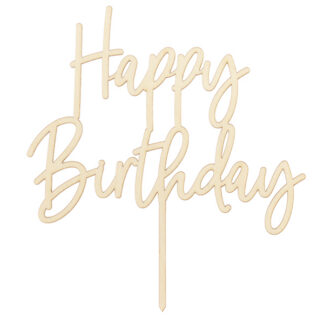 Topper drewniany Happy Birthday, 16.5cm