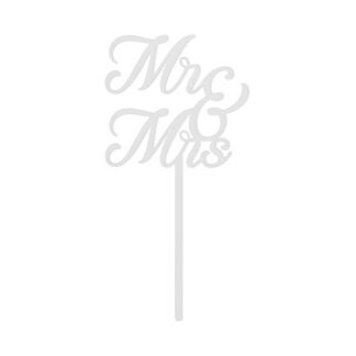 Topper akrylowy na tort MR & MRS, biały, 16.5 cm