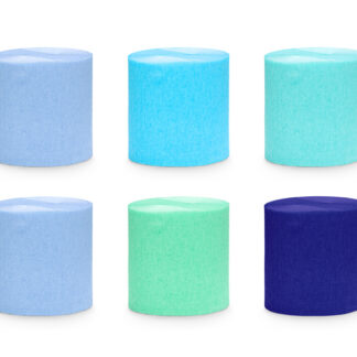 Krepa 5cm/10m, zestaw 6 szt., mix niebiesko-zielony (1 op. / 6 szt.)