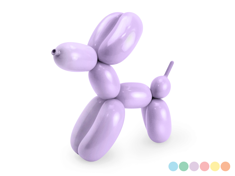 Balony modeliny pastelowe 130cm z pompką, mix (1 op. / 30 szt.)
