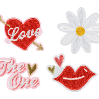 Naprasowanki Love, mix,  5.5-6.5×3.5-4.5cm (1 op. / 4 szt.)