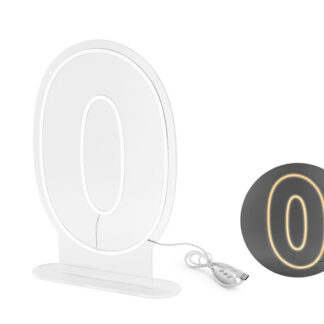 Neon LED – Cyfra ”0”, biały, 50cm