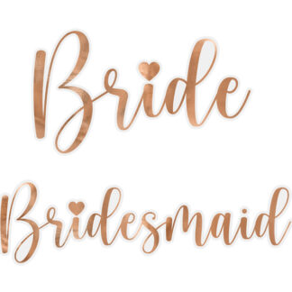 Naklejki na kieliszki ''Bride & Bridesmaid'', różowe złoto (1 op. / 6 szt.)