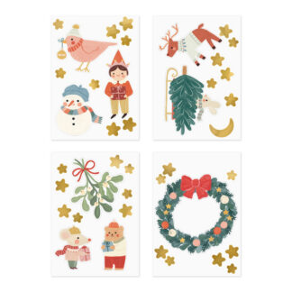 Naklejki na okno Merry Christmas, mix (1 op. / 4 szt.)