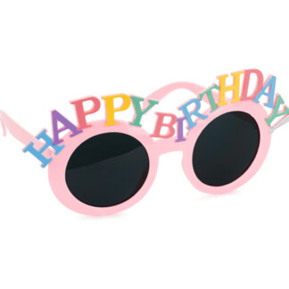 Okulary Happy Birthday, 18.5×7.5 cm, różowy