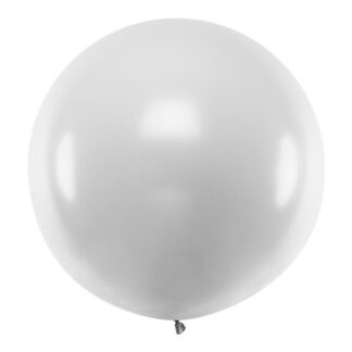 Balon okrągły 1 m, Metallic Silver Snow