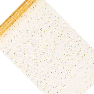 Organza Glittery, złoty, 0,36 x 9m (1 szt. / 9 mb.)